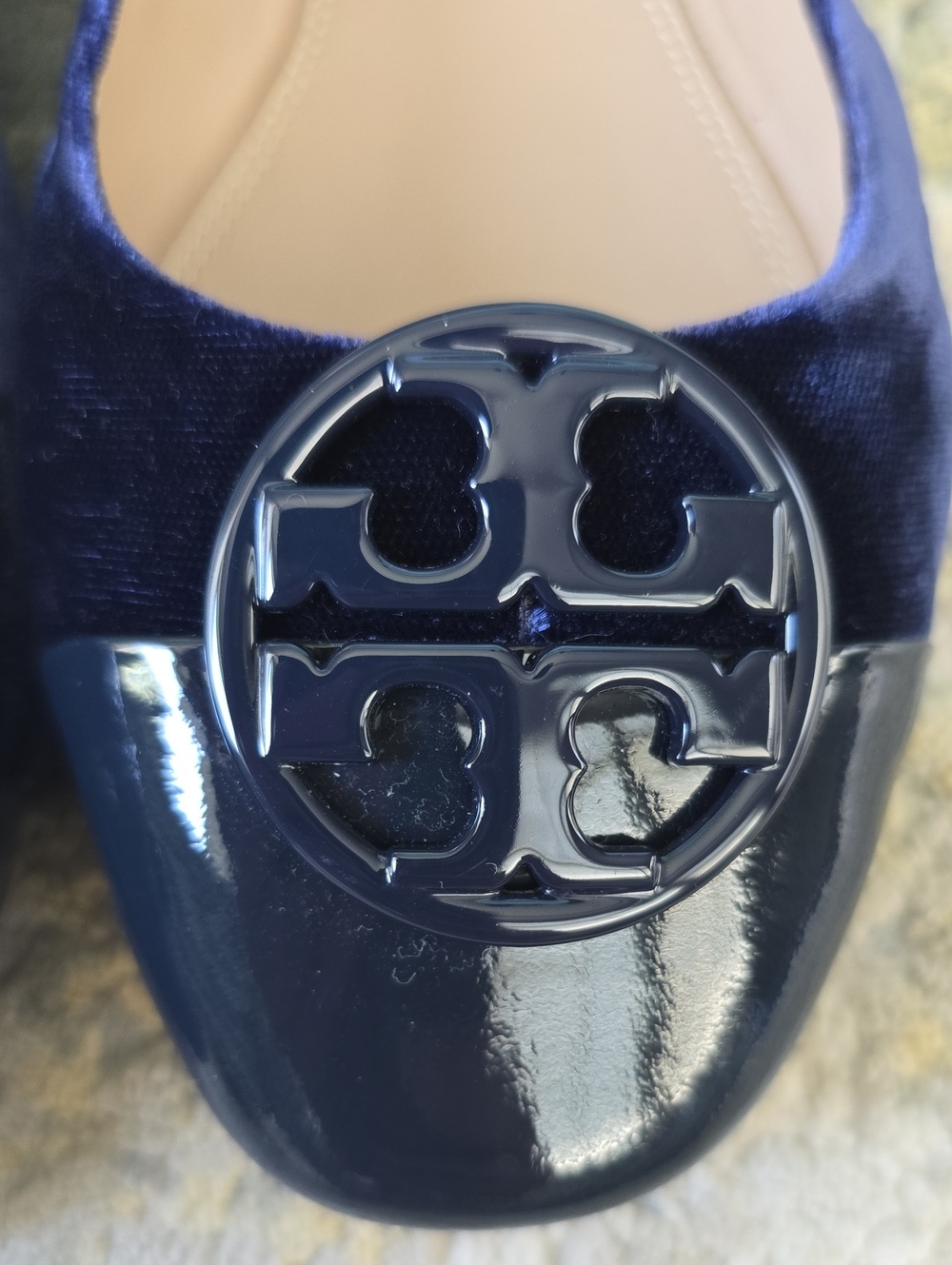 Tory Burch Chelsea Cap-Toe Ballet Flats in Royal Navy Velvet Size 9.5 - Picture 11 of 12